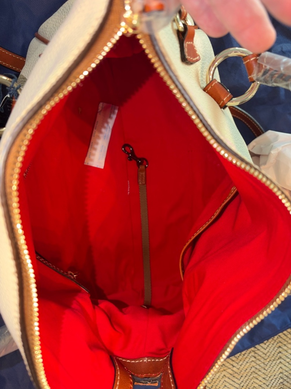 Dooney & Bourke Cream Satchel with Tan Trim - Picture 10 of 14